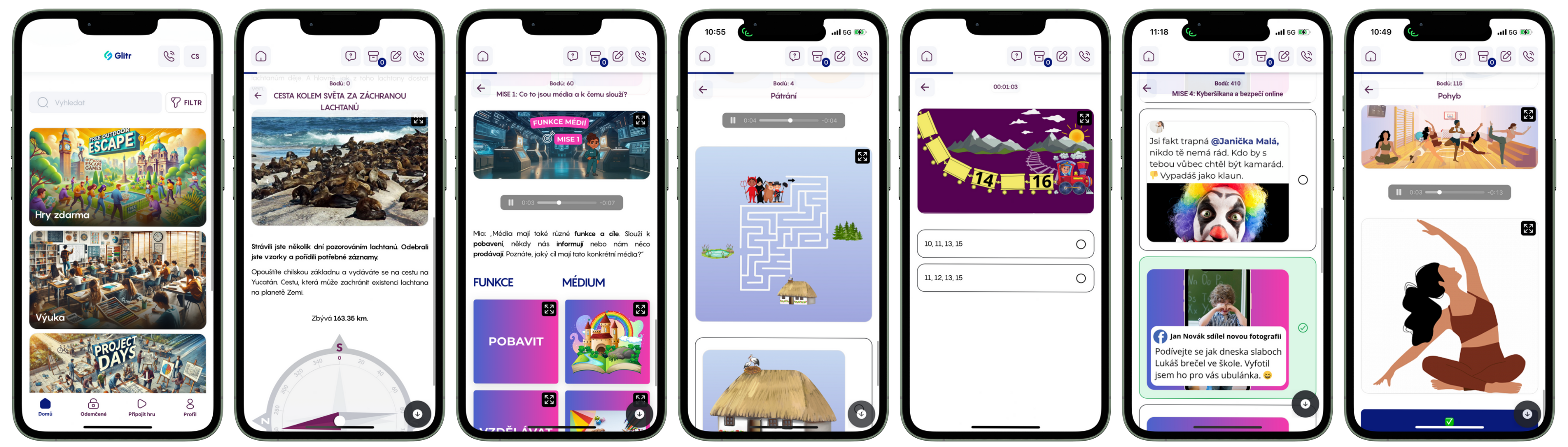 Vzdělávací mobilní aplikace Glitr