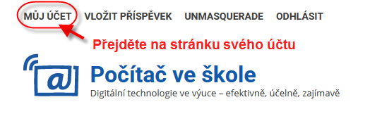 Horní menu s odkazem na váš osobní profil