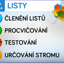 Úvodní obrazovka aplikace "Listy stromů"